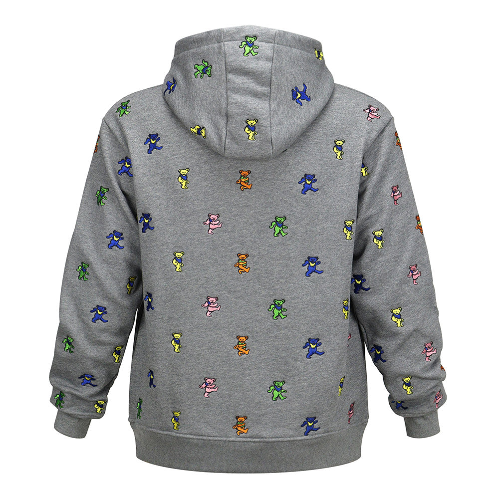 Super Heavy Weight Hoodie Dancing Bear All Over In Grey