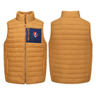 Grateful Dead Puffer Vest With Chest Pocket Stealie In Brown And Navy - Section 119