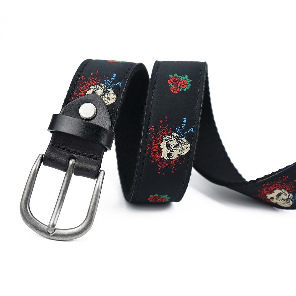 Grateful Dead Black Bertha Skull and Roses Belt