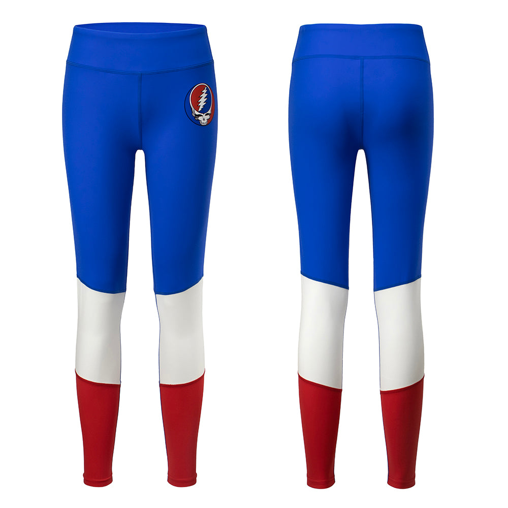 Gaecuw Red White Blue Leggings for Women Fashion Stretch Leggings Fitness  Running Gym Sports Full Length Active Pants Red White Blue Fourth of July  Outfits Usa Flag Apparel Fourth of July Costumes -