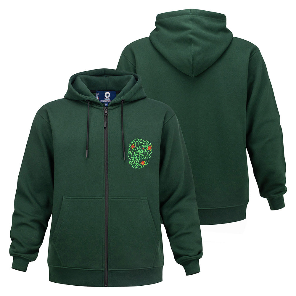 Jerry Garcia Zip Up Hoodie Vines and Roses in Green Section 119