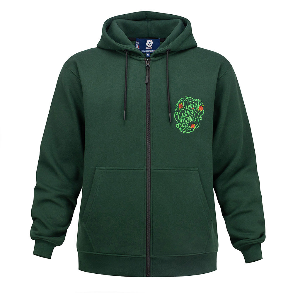 Jerry Garcia  Zip-Up Hoodie Vines and Roses in Green - Section 119