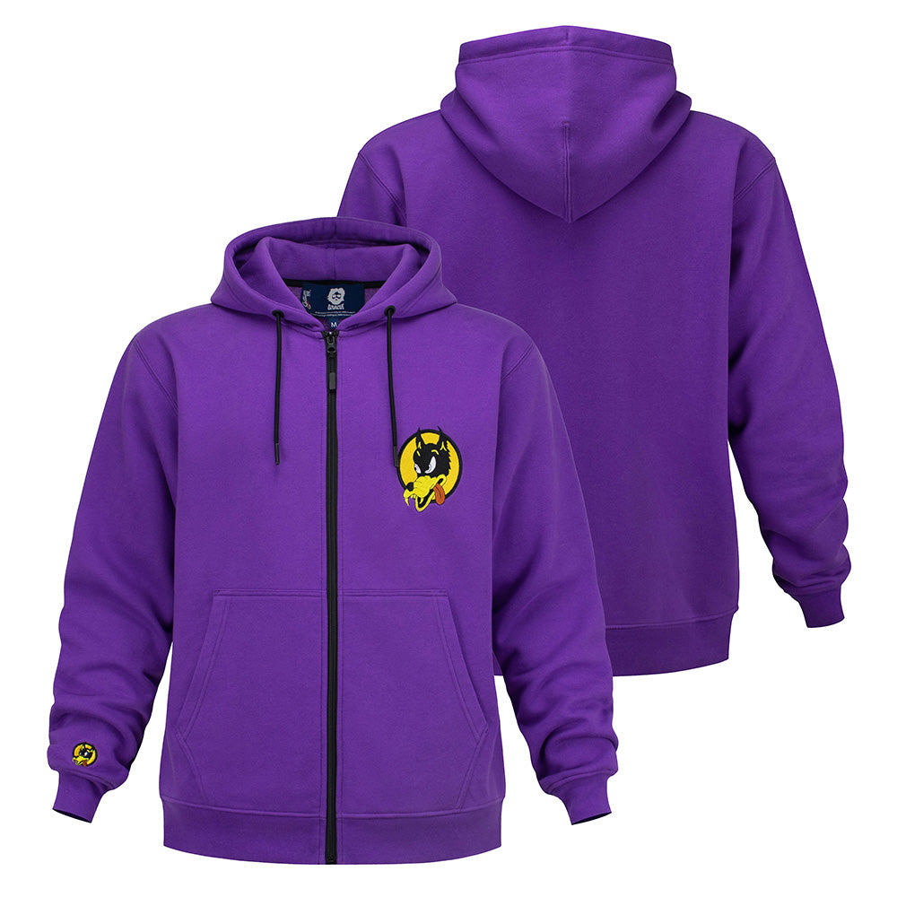 Jerry Garcia Wolf Zip-Up Hoodie in Purple - Section 119