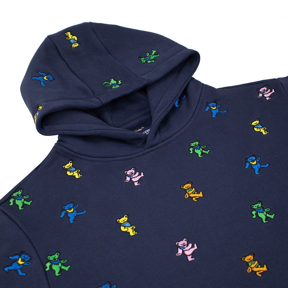 Grateful Dead Super Heavyweight Hoodie Dancing Bear All Over In Navy - Section 119