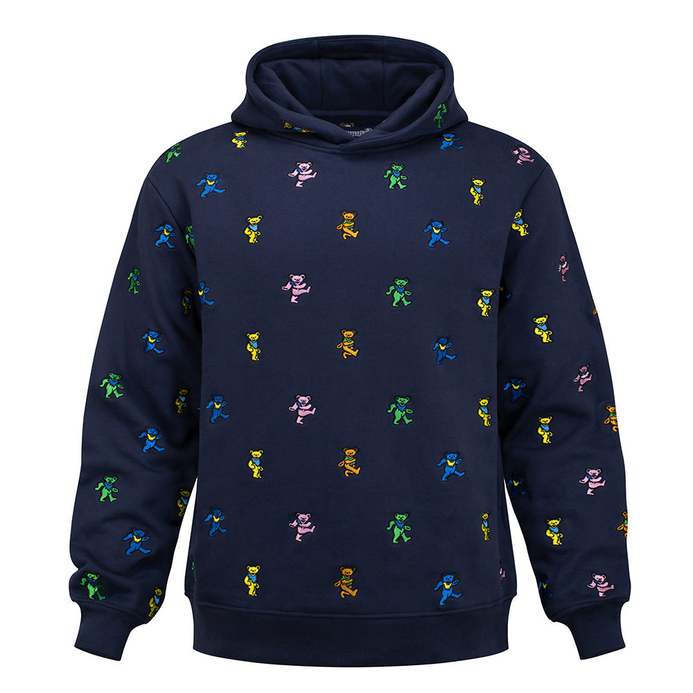 Grateful Dead Super Heavyweight Hoodie Dancing Bear All Over In Navy - Section 119