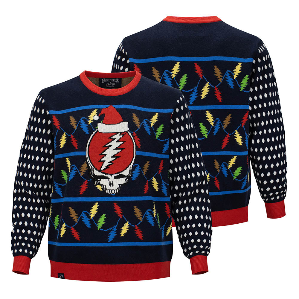 Grateful Dead Crewneck Holiday Fleece Sweater Colored Bolt and Par Section 119