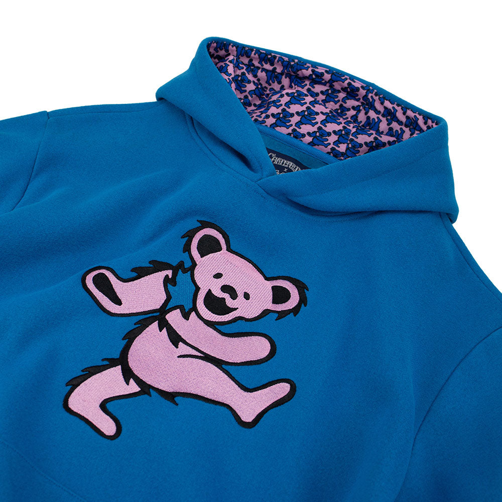 Grateful Dead Classic Pullover Hoodie Pink Bear on Royal Blue Section 119