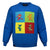 Grateful Dead Oversized Crewneck Sweater Four Sided Dancing Bears in Sky Blue - Section 119