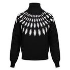 Ships 11/1:  Premium Grateful Dead Womens Turtleneck Fitted Sweater Spiral Bolt In Black And White - Section 119