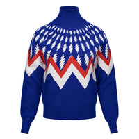 Ships 11/1: Premium Grateful Dead Women's Turtleneck Fitted Sweater Spiral Bolt In Red White And Blue - Section 119