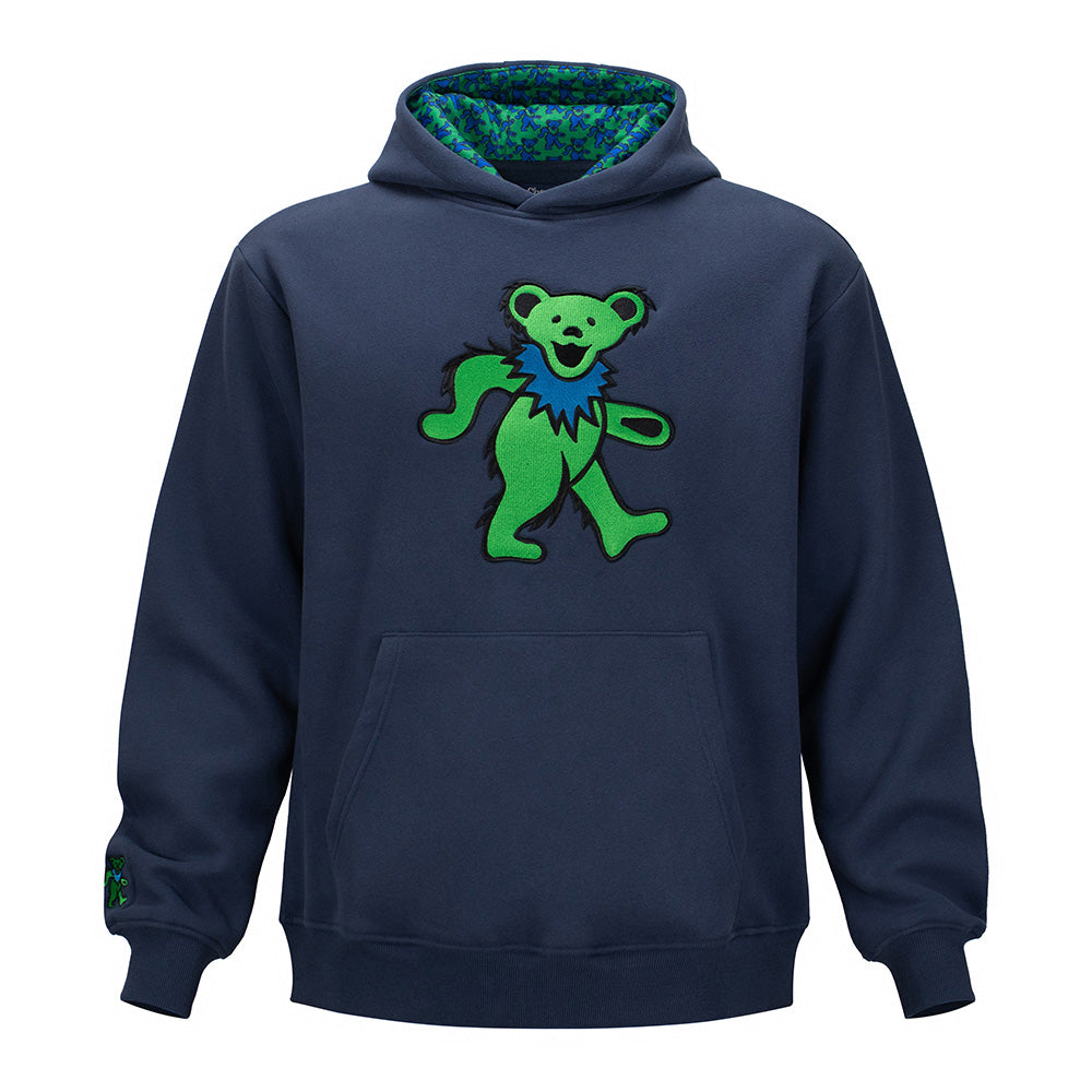 Grateful Dead Classic Pullover Hoodie Green Bear in Navy Section 119