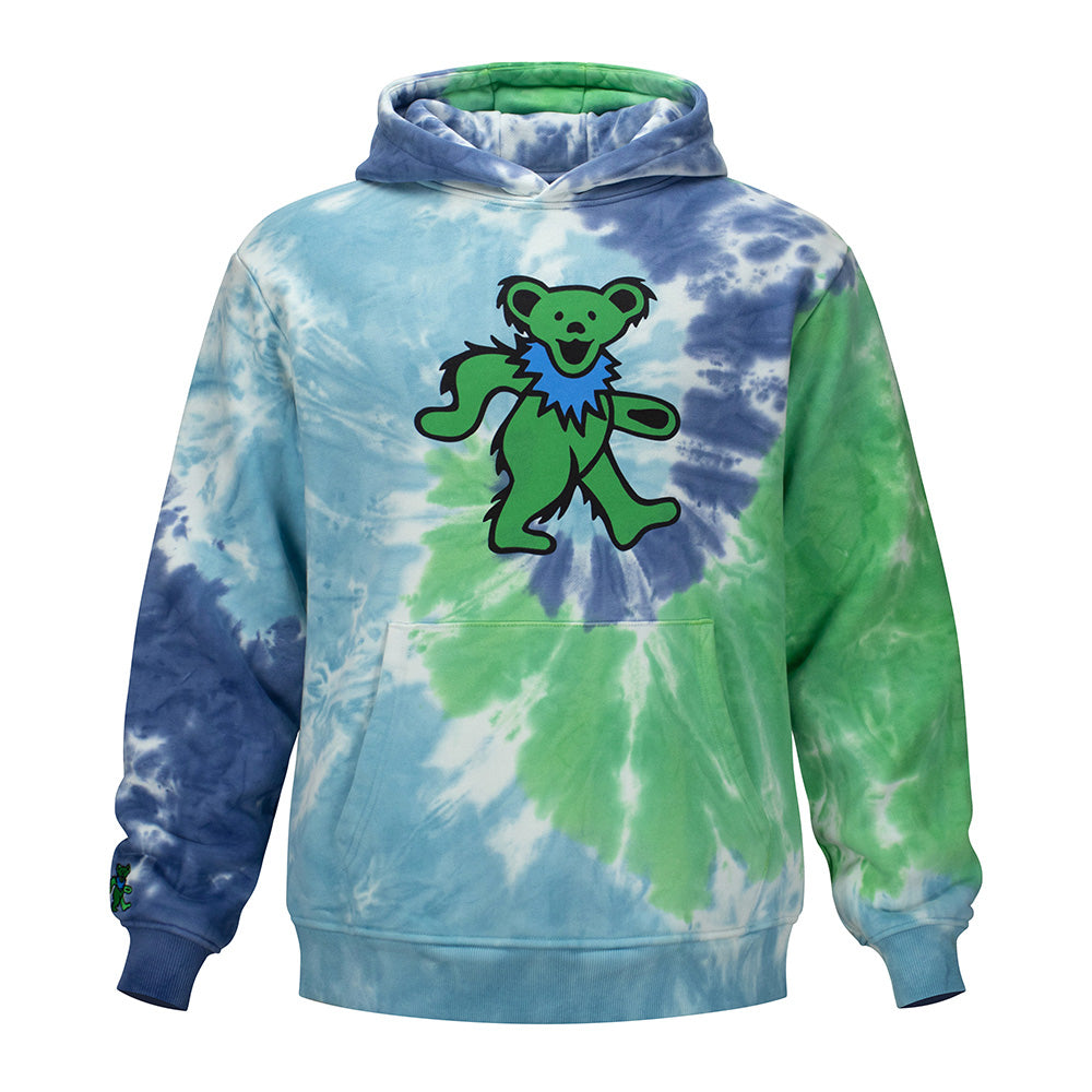 Grateful Dead Hoodie Super Heavyweight Tie Dye Green Bear