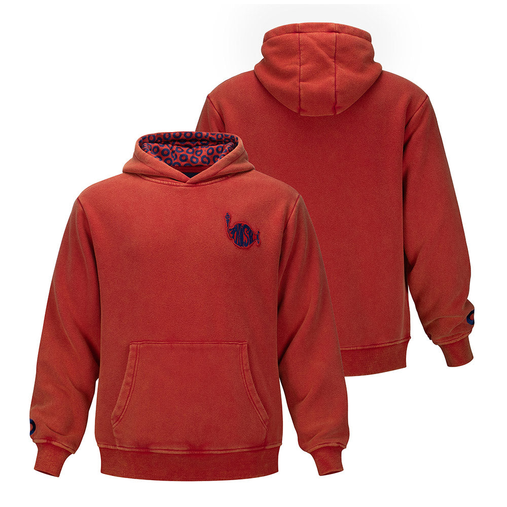 Phish Acid Wash Hoodie Phish Logo Red