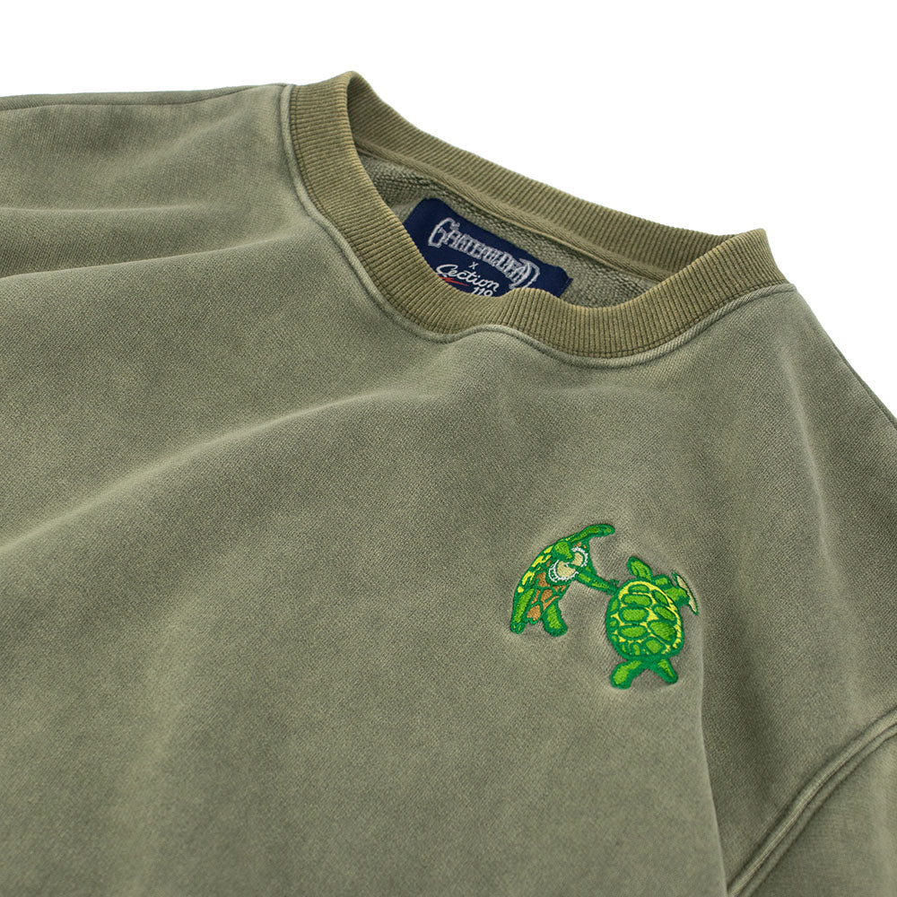 Grateful Dead | Pigment Dye Crewneck | Embroidered Terrapin Turtle