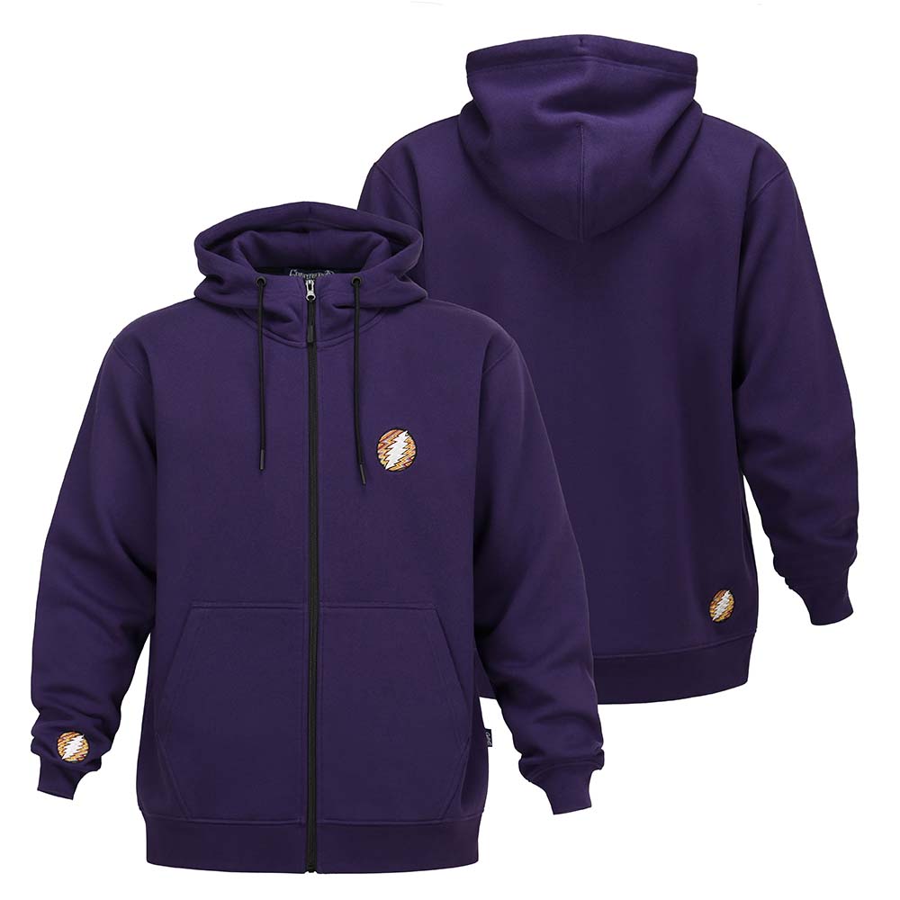 Grateful Dead Zip-Up Hoodie Purple with Rainbow Bolt - Section 119