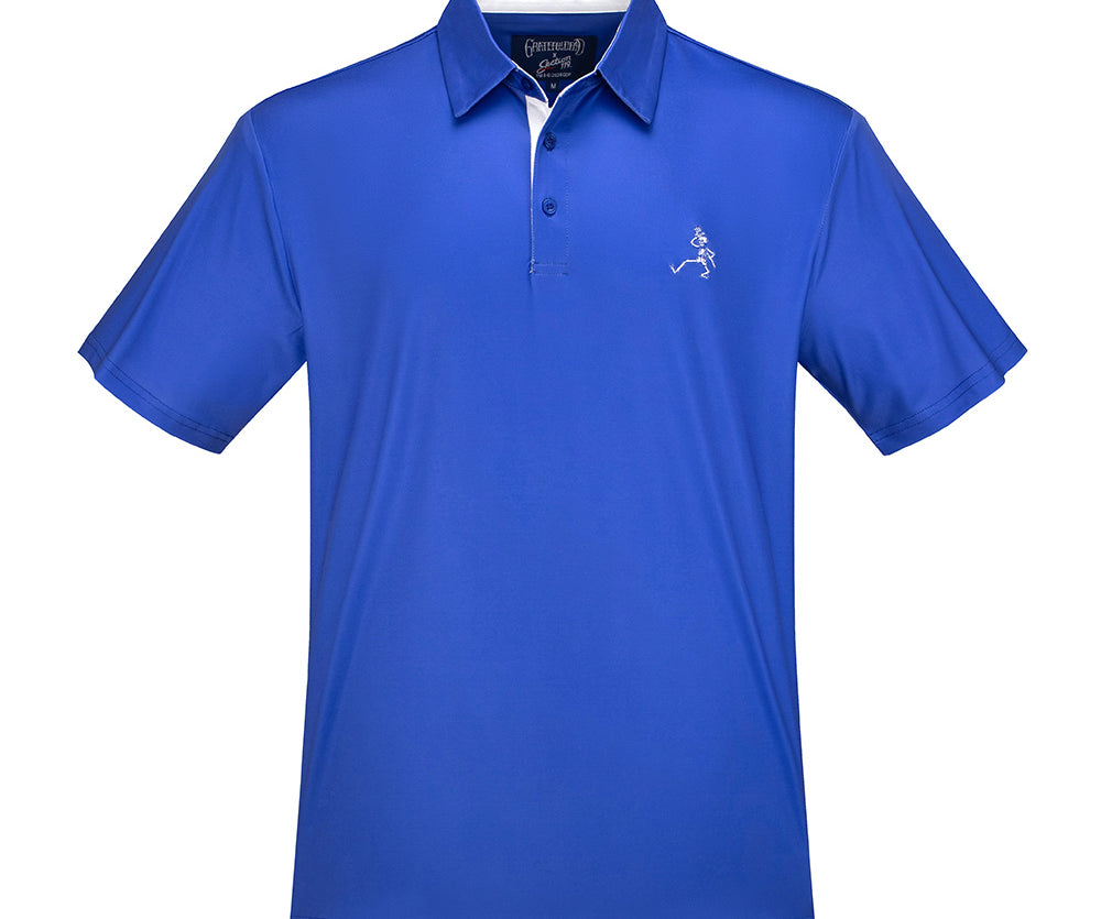 Grateful Dead Performance Polo White Skeleton and Royal Blue - Section 119