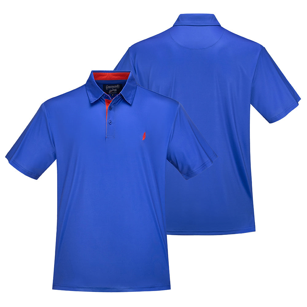Grateful Dead Performance Polo Bolt Red and Royal Blue - Section 119
