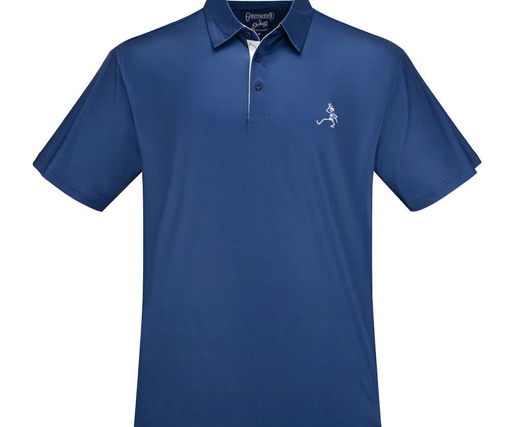 Grateful Dead Performance Polo Grey Skeleton and Navy - Section 119