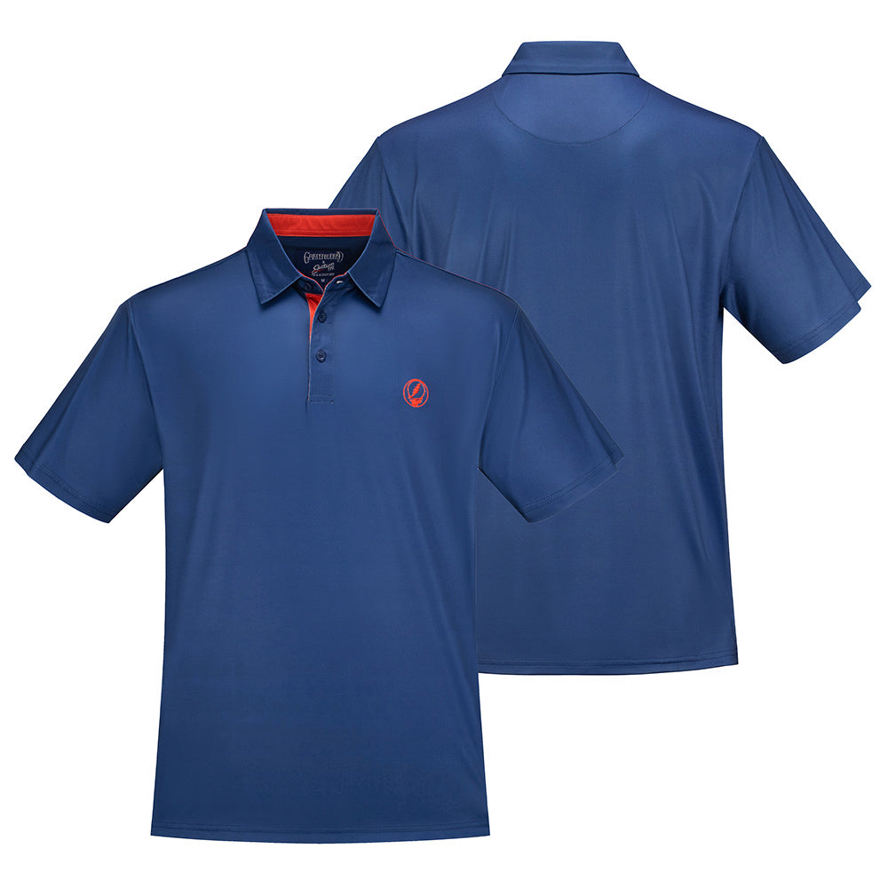 Grateful Dead Performance Polo Stealie Red and Navy - Section 119