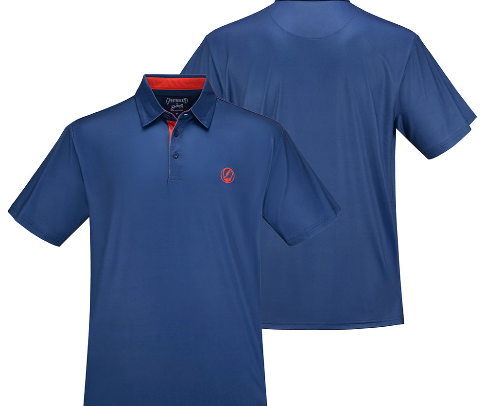 Grateful Dead Performance Polo Stealie Red and Navy - Section 119