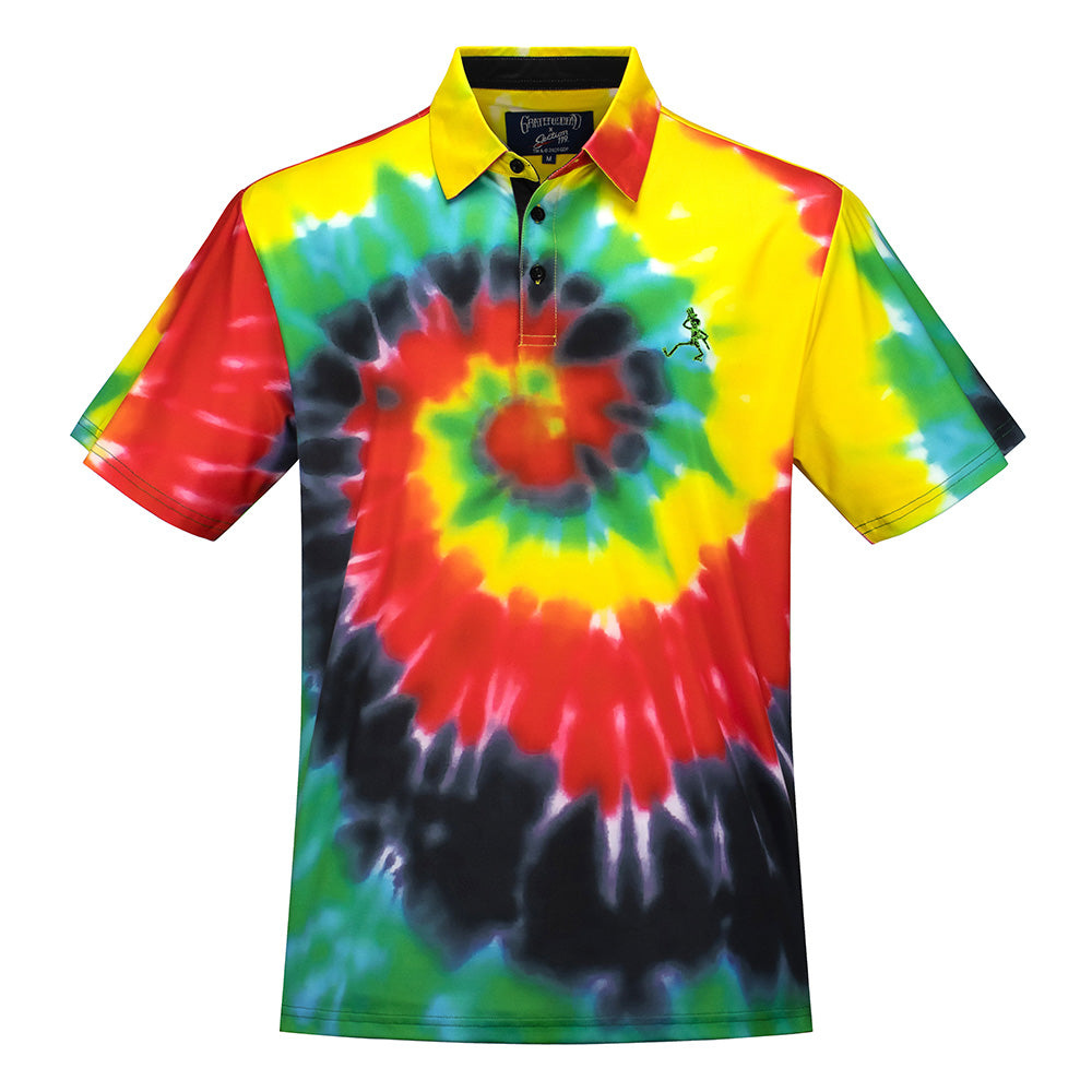 Grateful Dead Performance Polo Tie-dye Red, Green & Yellow - Section 119