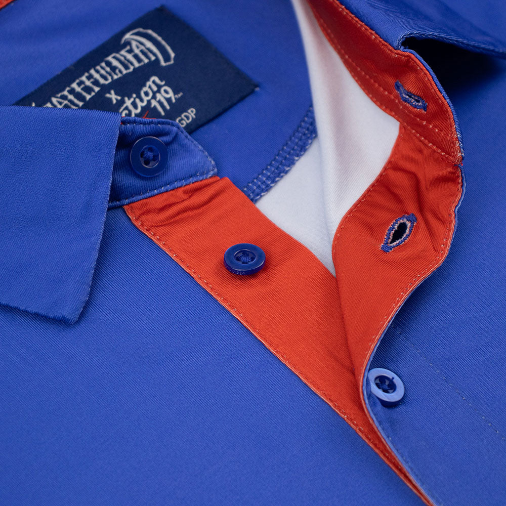 Grateful Dead Performance Polo Bolt Red and Royal Blue - Section 119