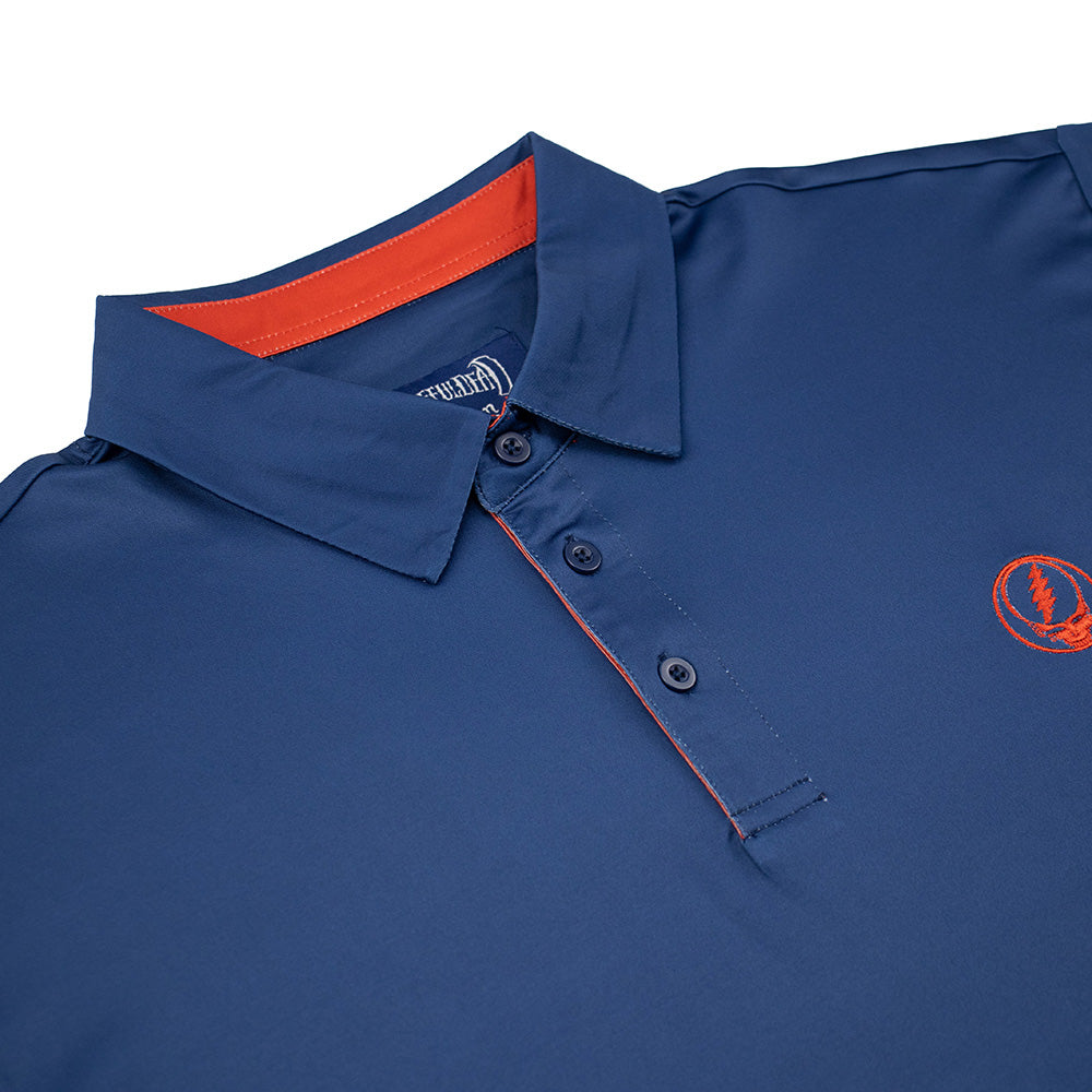 Grateful Dead Performance Polo Stealie Red and Navy - Section 119