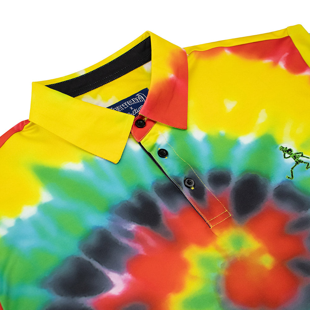 Grateful Dead Performance Polo Tie-dye Red, Green & Yellow - Section 119