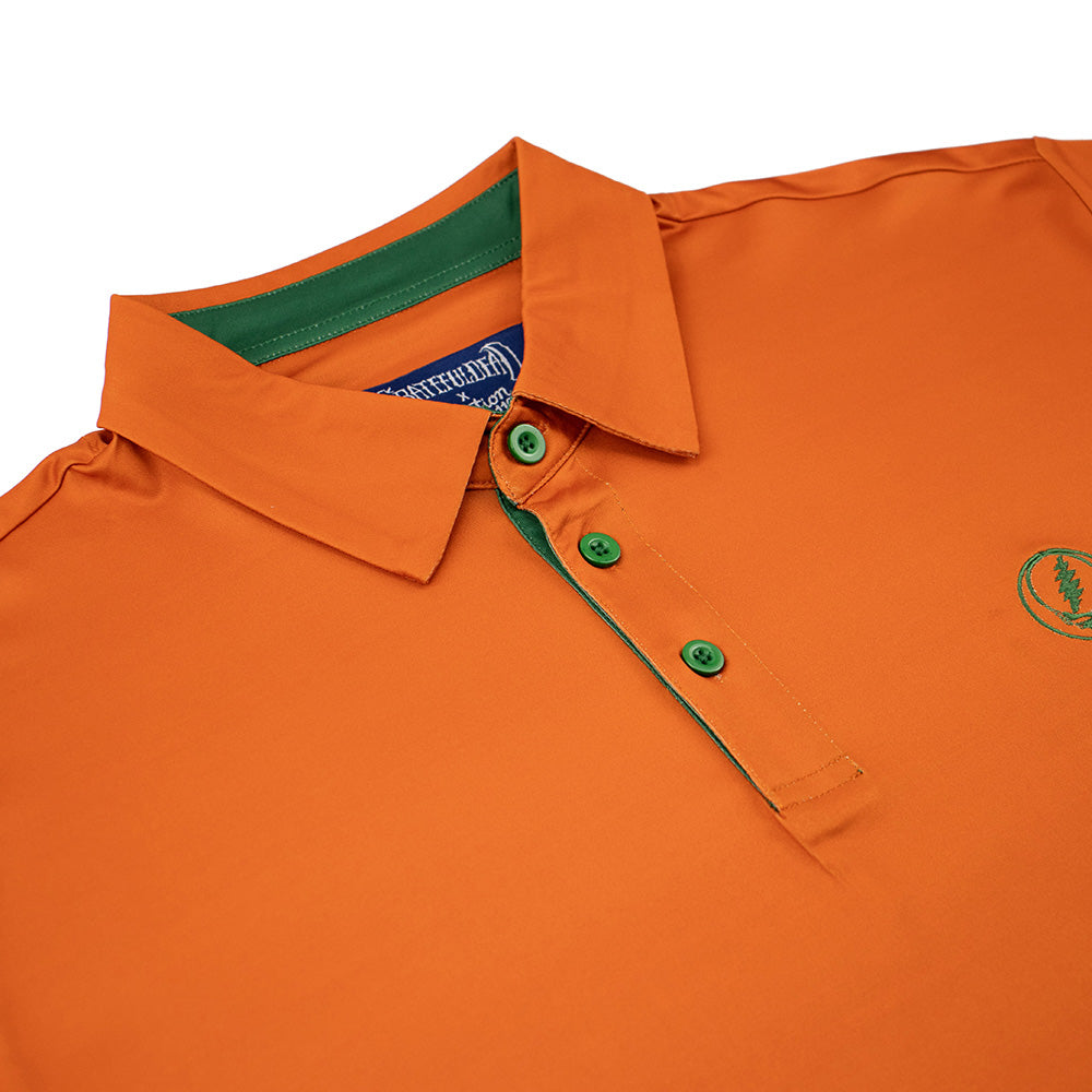 Grateful Dead Performance Polo Green Stealie and Orange - Section 119