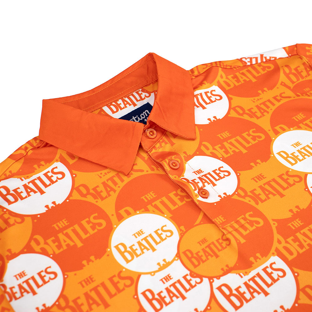 The Beatles Dry Fit Polo Band Logo Circles Orange - Section 119