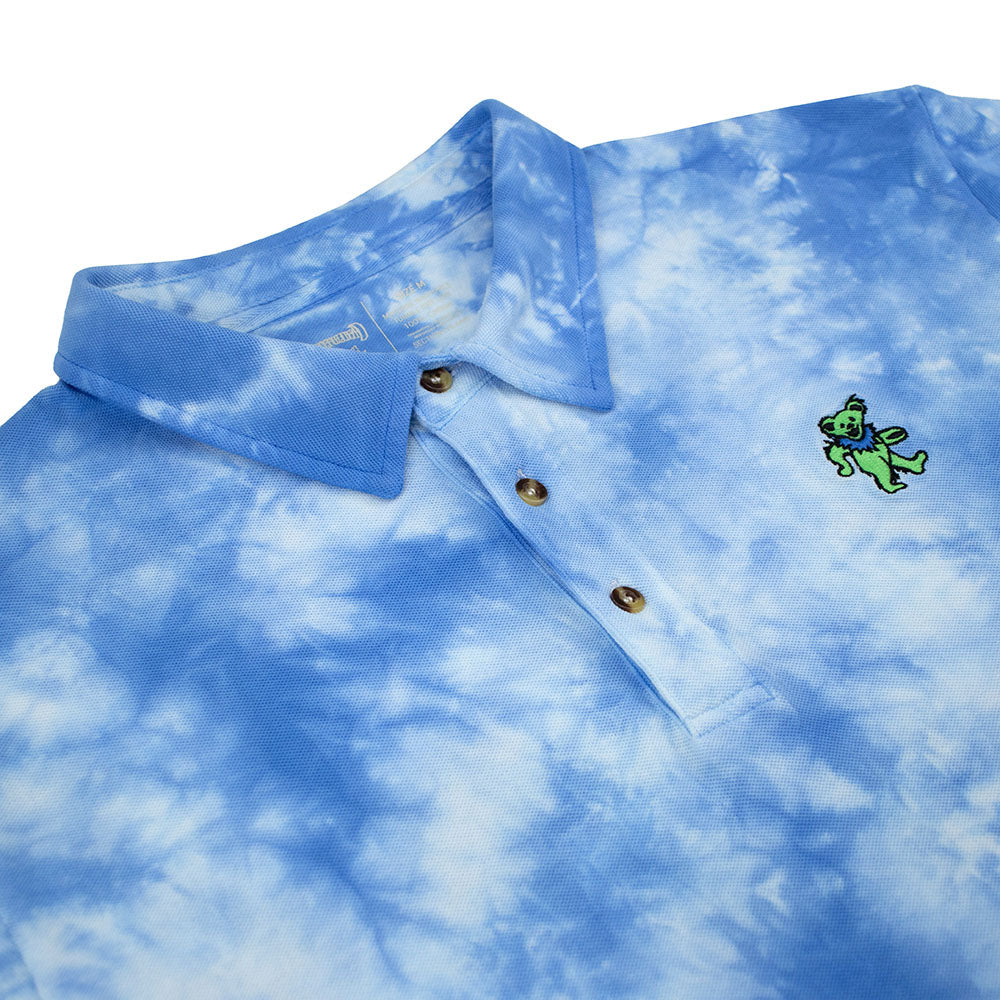 GD Cotton Polo Green Bear in Blue Tie Dye - Section 119