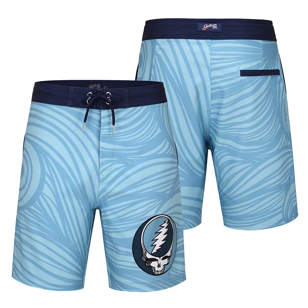 Grateful Dead Spiral Blue Steal Your Face Board Shorts Section119 40