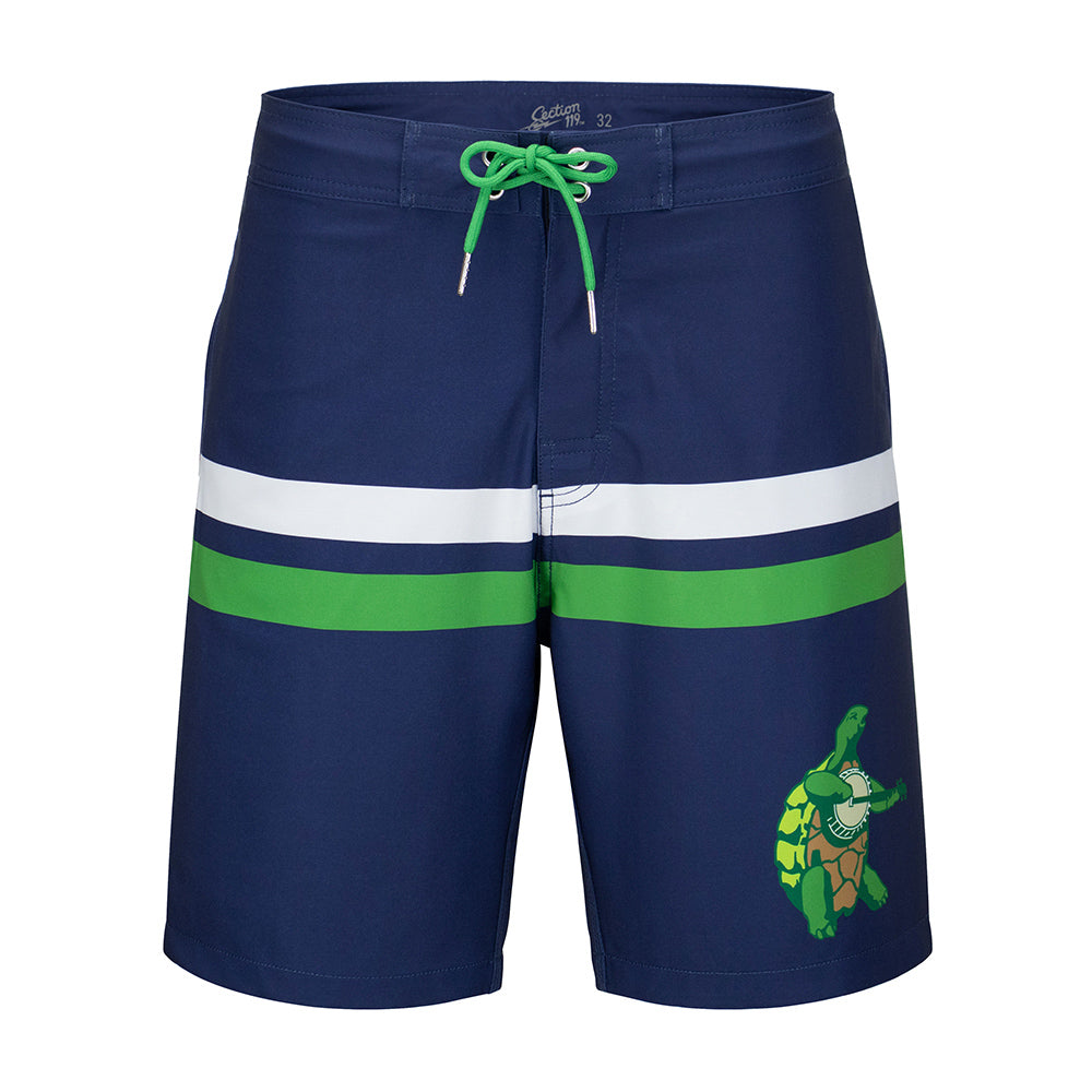 Grateful Dead Board Shorts Navy Turtle with White and Green Stripes - Section 119