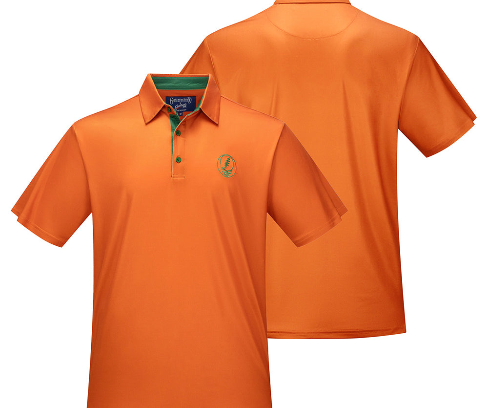 Grateful Dead | Game Day Performance Polo | Green Stealie and Orange - Section 119