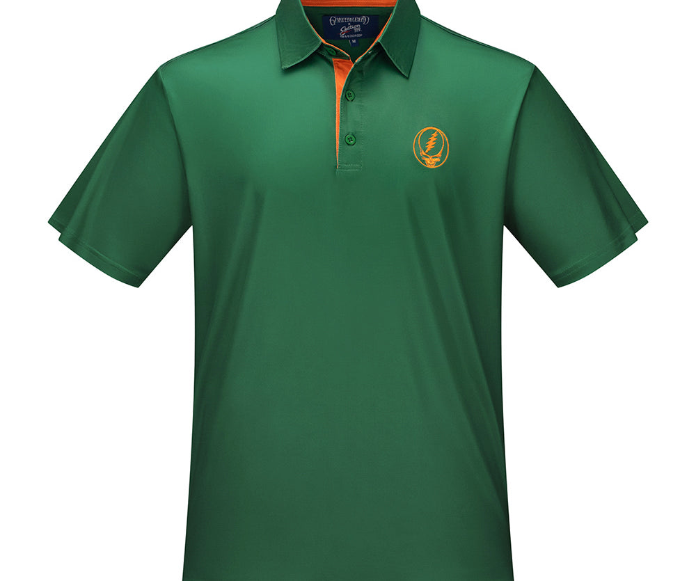 Grateful Dead | Game Day Performance Polo | Green with Orange Stealie - Section 119