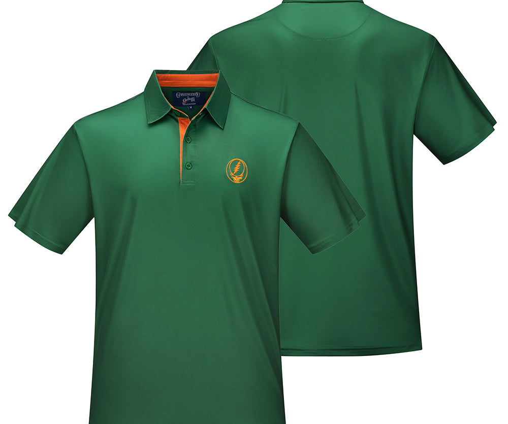 Grateful Dead | Game Day Performance Polo | Green with Orange Stealie - Section 119