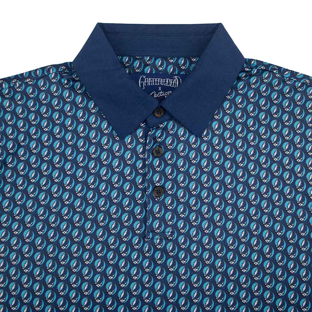 Grateful Dead | Performance Polo | All over Stealie in Navy - Section 119