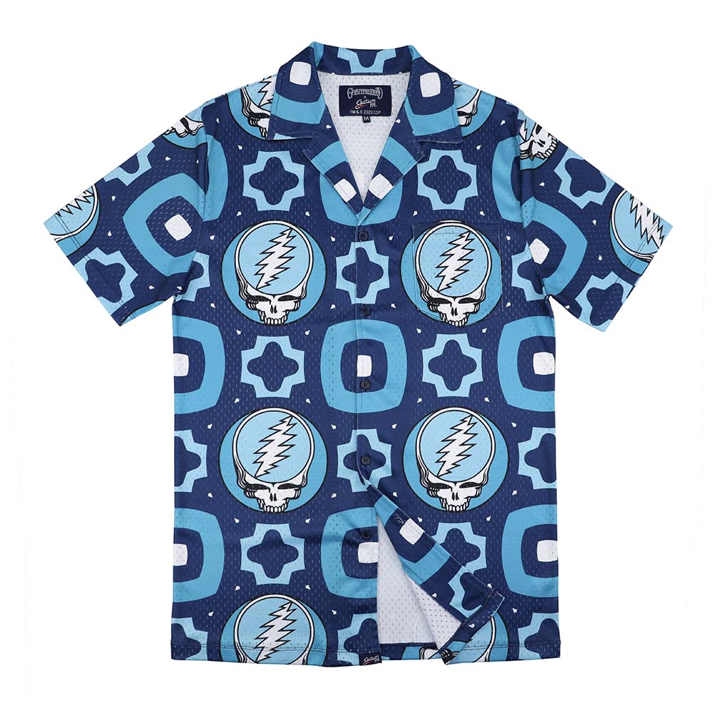 Grateful Dead Steal Your Face Navy and Teal Mesh Shirt– Section 119