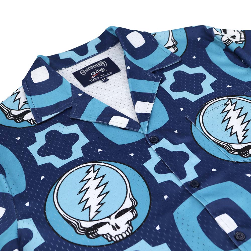 Grateful Dead Steal Your Face Navy and Teal Mesh Shirt - Section119, M