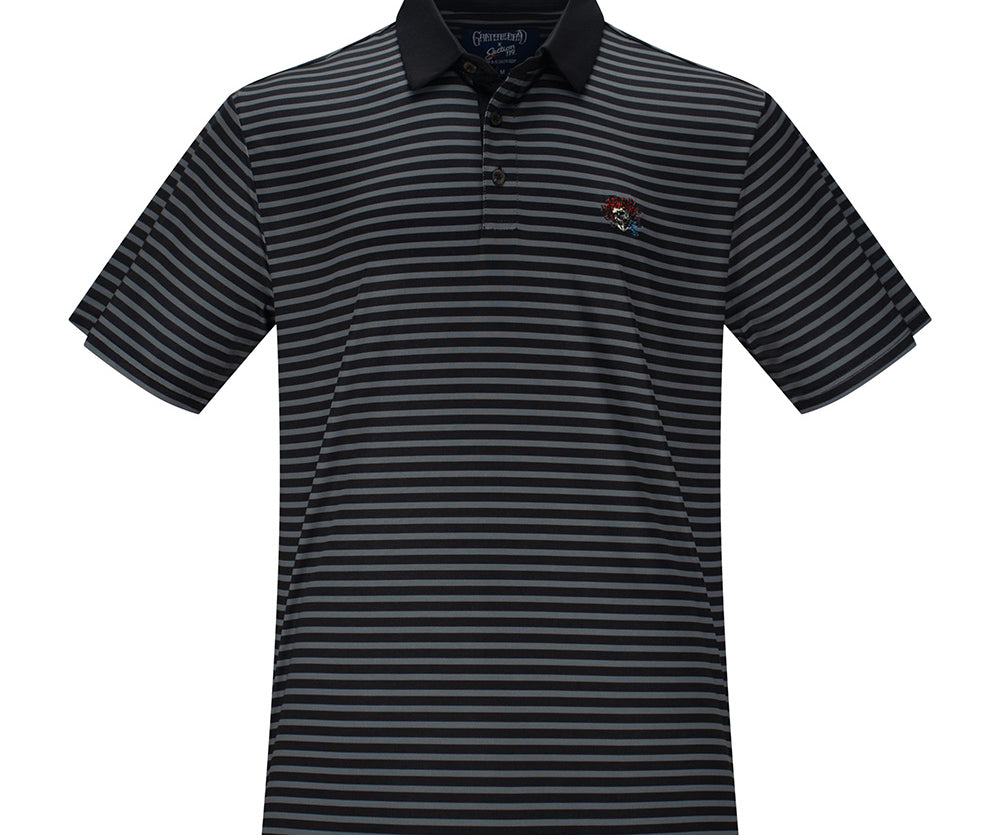 Grateful Dead Performance Polo Bertha in Grey and Black Stripes Bertha - Section 119