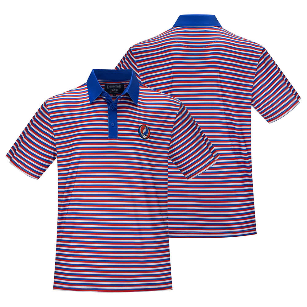 GD Dry Fit Polo Stealie in Red White and Blue Stripes All over - Section 119