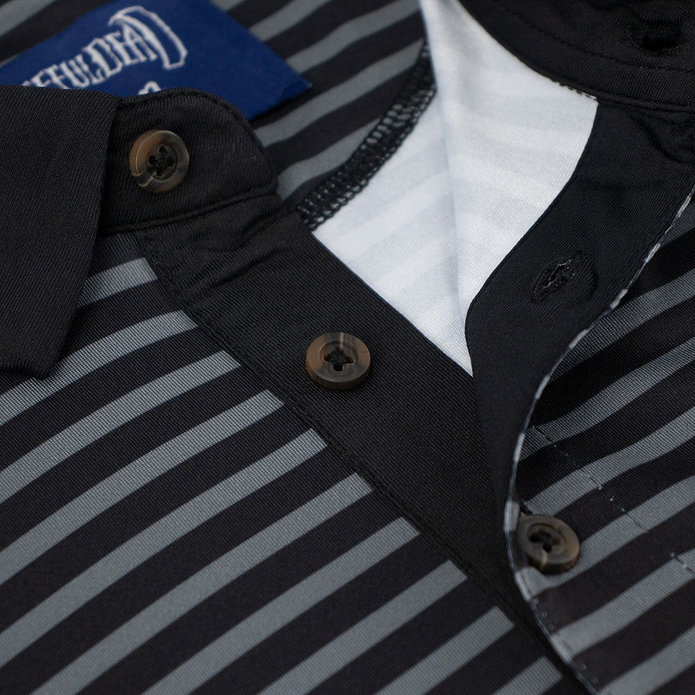 Grateful Dead Performance Polo Bertha in Grey and Black Stripes Bertha - Section 119