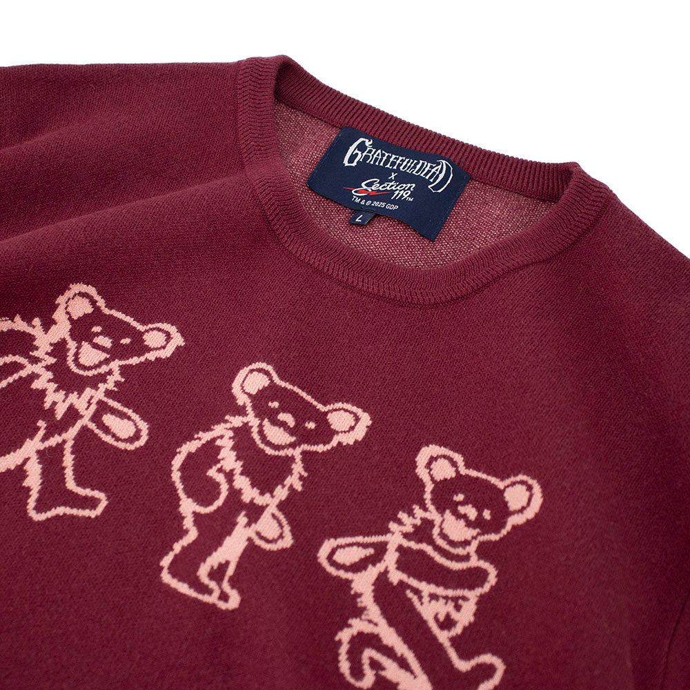 Grateful Dead | Crewneck Sweater | Dancing Bears Maroon – Section 119