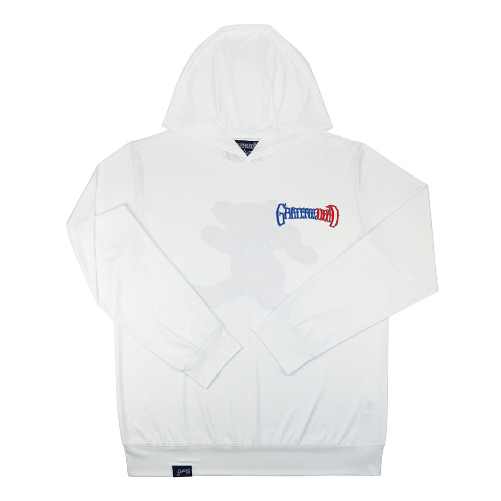 Grateful Dead Lightweight Pullover Hoodie Flag Bear in White - Section 119
