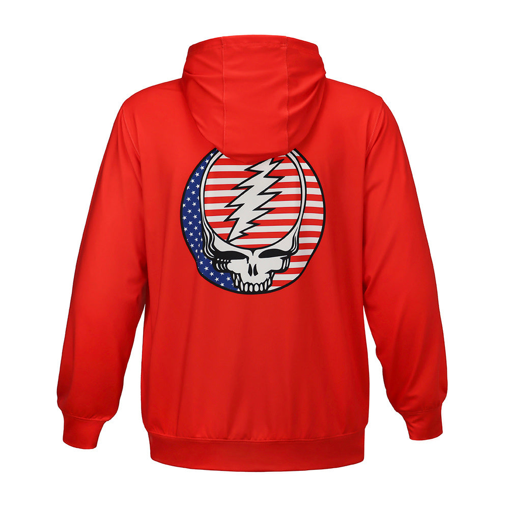 Mens Red White Blue USA 50 YEARS GRATEFUL on sale DEAD Full Zip Hoodie Size M