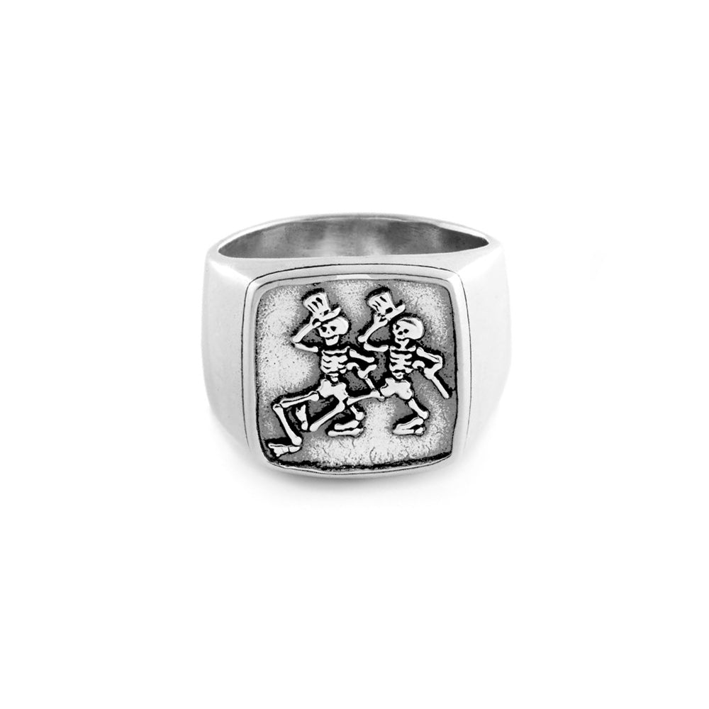 Grateful Dead | Silver Ring | Dancing Skeletons Signet Ring