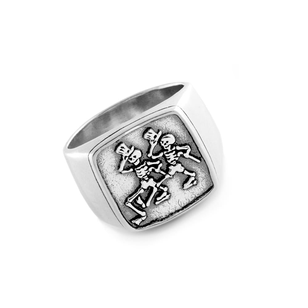 GRATEFUL DEAD SILVER RING ✳︎vintage Grateful Dead | Silver Ring | Dancing Skeletons Signet Ring