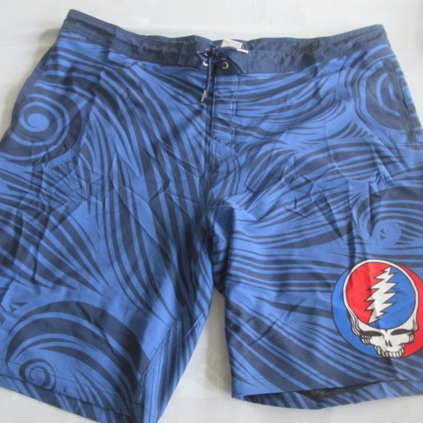 Grateful Dead Big and Tall Board Shorts Navy Spiral Stealie - Section 119