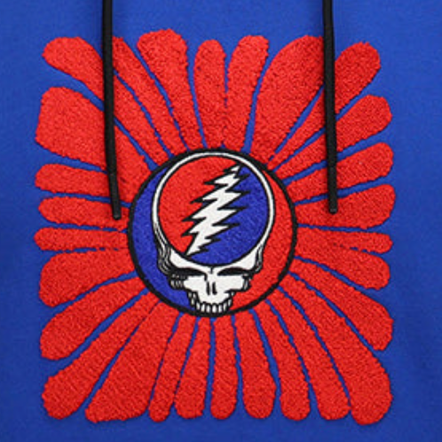 Grateful Dead Chenille Embroidery Sun Stealie In Red And Royal Blue - Section 119