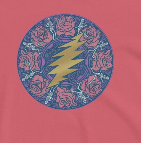 Grateful Dead | Pigment Dye Oversize Cotton Tee | Bolt and Roses - Section 119